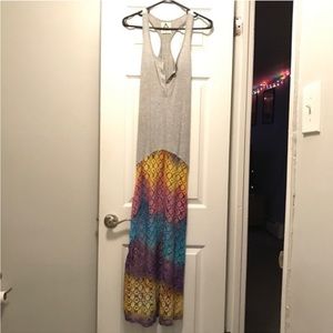 Unif rainbow crochet maxi dress